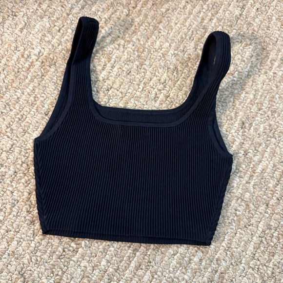 Babaton Aritzia Sculpt Knit Squareneck Cropped Tank Navy Blue S - Picture 3 of 5